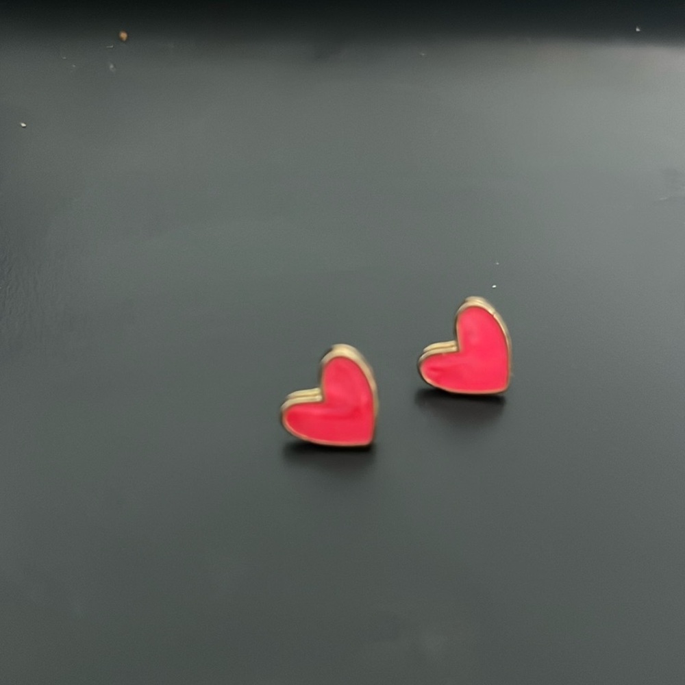 Gold, Pink Heart Earrings